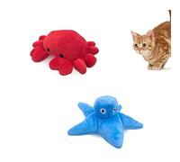 Andiker Cat Catnip Toys, 2Pcs Soft Crab&Starfish Plush Cat Toys for Indoor Cats Cute Catnip Chew Toys PP Cotton Filled Pet Toys for Kitten Gifts and Cat Lovers Interactive Catnip Toys (Crab+Starfish)