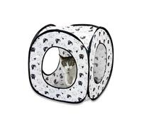 Andiker Cat Pop Up Tent, 3 Holes Safe and Strong Cute Cat Tunnel Collapsible Easy to Carry Cat House for Indoor Cats Kittens Hiding Playing Training (Square Black)