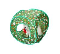 Andiker Cat Tent, 3 Holes Safe and Strong Cute Cats Tunnel Collapsible Easy to Carry Cat House for Indoor Cats Kittens Hiding Playing Training Sleeping (Square Green)