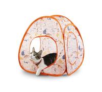 Andiker Cat Tent, 3 Holes Safe and Strong Cute Cats Tunnel Collapsible Easy to Carry Cat House for Indoor Cats Kittens Hiding Playing Training Sleeping (Tent Orange)