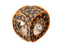 Andiker Cat Tent, 3 Holes Safe and Strong Cute Cats Tunnel Collapsible Easy to Carry Cat House for Indoor Cats Kittens Hiding Playing Training Sleeping (Square Yellow)