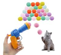 Andiker Cat Toy Ball Set, 30pcs Plush Cat Pom Pom Balls & 1 Plastic Cats Fetch Toy Launcher Set for Kitten Catch Fetch Interactive Cat Toy with Colorful Cat Ball for Indoor Cats (30 Balls+1 Launcher)