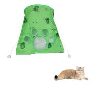 Andiker Cat Tunnel Bags for Indoor Cats, 13x17x12In Foldable Cat Crinkle Bag with 3 White Plush Balls and 1 Mouse 5 Holes for Kitten to Hide and Catch 3 Layers Cat Toy (Dinosaur)