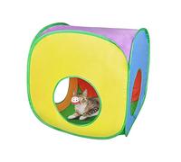 Andiker Cat Tunnel, Colorful and Foldable Polyester Square Cat Tent Matches with Most Kitten Tubes with a Bell Ball 3 Holes Cats Tubes for Indoor Cats to Play and Sleep (Square L)