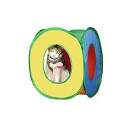 Andiker Cat Tunnel, Colorful and Foldable Polyester Square Cat Tent Matches with Most Kitten Tunnel with a Bell Ball 3 Holes Cats Tubes for Indoor Cats to Hide Play and Sleep(Square S)