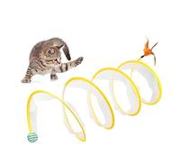 Andiker Cat Tunnel, S-Shape Collapsible Pet Interactive Play Toy with Feather Sisal Ball, Cat Tube Tunnel for Kitten Small Animals (ball)