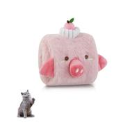 Andiker Catnip Toy, Cute Pig Plush Cat Chew Toy with Crinkle Paper, Foldable Strip and Roll Up Cylinder with Hook and Loop Cat Interactive Toys for Indoor Cats Kicking Biting Chewing (Pink)