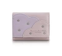 Andiker Compact Trifold Ladies Purse, Soft PU Leather Multi Slots Card Holder Wallet with Rivets for Daily Using Traveling, Purple, Modern