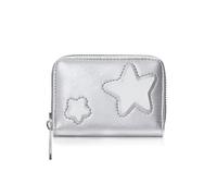 Andiker Credit Card Holder for Women, Cute Star Patterns Card Case Wallet with Mutiple Card Slots Small Zipper Wallet for Travel and Daily Use, Silver, Modern