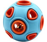 Andiker Dog Ball, Dog Interactive Toy with Ring Bell Toys Dog Rubber Balls Bouncy Ball Pet Game Puzzle Ball to Increase IQ Search & Catch Bite Resistant Toy For Pet Chew Toy (L, blue)