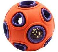 Andiker Dog Ball, Dogs Interactive Toy with Ring Bell Toys Dog Rubber Balls Bouncy Ball Pet Game Puzzle to Increase IQ Search & Catch Bite Resistant Toy For Pet Chew Toy (L, orange)