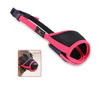 Andiker Dog Mouth Cover Mesh Dog Muzzle with Adjustable Loop and Soft Pad Dogs Training Muzzle Prevent for Barking, Biting and Chewing Dog Mouth Guard (red-black, L)