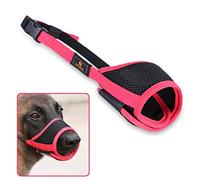 Andiker Dog Muzzle - Mesh & Durable Nylon with Adjustable Loop & Soft Pad - Prevent Barking, Biting & Chewing (Red-Black, XS)
