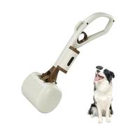 Andiker Dog Poop Scooper with Bag Attachment with 20Pcs Bag Refills, Pet Pooper Scooper with 13" Length Handle Hide&High Elastic Spring Dog Pooper Scooper for Yard Medium Dog, Puppy (White)