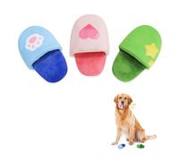 Andiker Dog Squeaky Toy, 3 Pack Cute Plush Dog Toys with a Squeaker for Small Medium Dogs Teething Chewing Training Playing, Slipper Shaped Dog Enrichment Toys to Relieve Boredom (Blue,Green,Pink)
