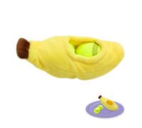 Andiker Dog Squeaky Toy with Plush Crinkle Fabric and Dog Tennis Balls Inside, Cute Fruit Shapes Creative Dog Chew Toy Interactive Dog Toys for Indoor Dogs Chasing Chewing Entertaining (Yellow Banana)