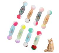 Andiker Pack of 8 Interactive Cat Toy, Lightweight Short Cat Sticks with Pompoms, Colourful Bell, Funny Cat Toy Spiral for House Cats, Kittens