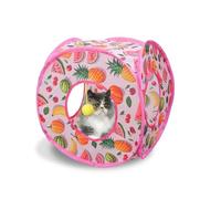 Andiker Pop Up Cat Tent, Colorful Foldable Cat Cube with Plush Ball, 3 Openings Interactive Tunnel for Indoor Kittens Puppies Rabbits Self-Play, Hide-and-Seek and Relieve Boredom (Pink, Small)