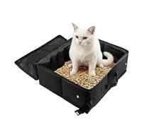 Andiker Portable Cat Litter Box, Leak-Proof Oxford Fabric Travel Litter Box with Lid, Lightweight Collapsible Cat Toilet for Travel, Camping, Moving & Taking Cats Out