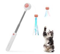 Andiker Retractable Cat Wand With Replacement Head - Teaser Stick, Feather Toy, Interactive Toy for Indoor Cats, Relief Boredom and Exercise (Pink)