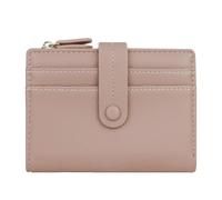 Andiker RFID Women Wallet, Button Closed Bifold Soft PU Leather Wallets 8 Cards Slots Credit Card Holder with A Zipper Coin Pocket for Storing Cash Coin Cards, Pink, Modern
