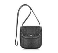 Andiker Small Denim Crossbody Bag for Women, Simple Solid Color Ladies Shoulder Bag with Magnetic Snap Closure, Retro Crossbody Phone Bag for Work Travel Daily Use (Black)