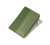 Andiker Small Purse for Women, Compact Bi-fold Wallet with Zipper Coin Pocket ID Window Simple Splicing PU Leather Wallet for Women Ladies Travel Daily Use (Green)