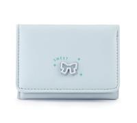 Andiker Small Purses for Women, Compact Tri-fold Ladies Purse with Cute Bow Soft PU Leather Simple Fashion Women’s Small Wallet with ID Window Multi Card Slots, Blue, Modern