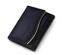 Andiker Small Wallet for Women, Simple Stylish Trifold Women's Small Wallet with Metal Curve Opening Snap Button Closure, Black, Modern