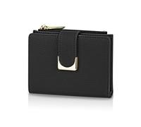 Andiker Small Women’s Wallet, Soft PU Leather Bifold Womens Wallet with U-shaped Metal Snap Credit Card Wallet for Women to Store Cash, Card and Change, Black, Modern