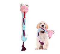 Andiker Squeaky Dog Toys, Snake Shape Dog Tug Toy with Squeaker and 19.29 in Long Cotton Rope, Interactive Dog Toy for Small Medium Large Dogs (Pink)