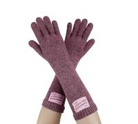 Andiker Thermal Gloves for Women, Knitted Wool Thumb and Index Finger Touchscreen Gloves, Warm Soft Elastic Winter Gloves for Indoor and Commuting Driving Winter Using (Purple, Long)