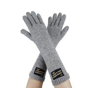 Andiker Thermal Gloves for Women, Knitted Wool Thumb and Index Finger Touchscreen Gloves, Warm Soft Elastic Winter Gloves for Indoor and Commuting Driving Winter Using (Grey, Long)