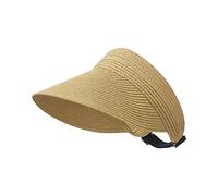 Andiker Visor Sun Hat, Adjustable Wide Brim Straw Hat Foldable Roll Up UV Protection Cap for Outdoor Sport Beach, Boating, Fishing (Khaki)