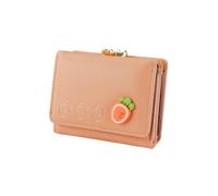 Andiker Women’s Wallets, Cute Trifold Purses for Women Small Size PU Leather Credit Card Holders for Women with Multi Card Slots ID Window Coin Metal Lock Buckle Pocket (Orange)