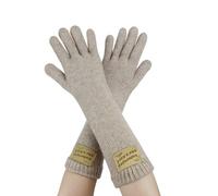 Andiker Women's Thermal Gloves, Wool Thumb & Index Finger Touchscreen, Warm Soft Elastic, Khaki, Long