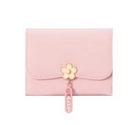 Andiker Womens Trifold Wallet, Flower Pattern Credit Card Holder for Women with a Photo ID Window & 5 Card Slots and Cash Compartment, Soft PU Compact Wallet for Daily Use, Pink, Modern