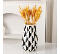 Anding Rustic Ceramic Round Vase, Black and White Tall Vase Farmhouse Decor for Living Room Entryway Tabletop Decor, Kitchen, Wedding Gift (9853)