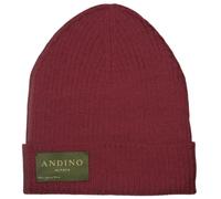 ANDINO ALPACA - 100% Baby Alpaca Wool Beanie Hat Burgundy - Lightweight, Fine Knitting - Classic, Ribbed Cuffed, Fall/Winter, Unisex - Adult One Size Fits All