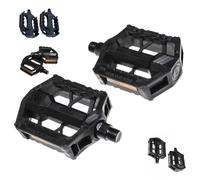 ANDINUS Reinforced Polymer Pedals for MTB, BMX, Mountain, City Bike - Standard Thread 9/16 Inch, Cage Design with Ball Bearings, Sturdy and Light, 110 x 80 mm, Black (MTB-B)