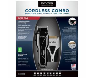 ANDIS CORDLESS COMBO ENVY LI CLIPPER & PRO FOIL PLUS TS-2 SHAVER (+ CARRY CASE)