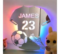 Andisijq Personalised Football Jersey Mirror Light, Personalised Neon Decoration, Night Light, Boys Room, Multicoloured, Acrylic & Silicone, 37 x 42 cm