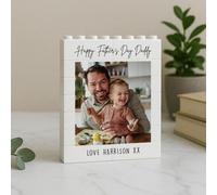 Andisijq Personalized Brick Photo Block Frame Gift for Dad Father’s Day,Daddy & Me Custom Puzzle,Dad Christmas Birthday Gift (Medium)