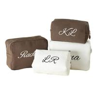 Andisijq Personalized Embroidered Waffle Cosmetic Bags,Custom Monogram Waffle Makeup Bag for Women Girls,Travel Makeup Pouch,Toiletry Case,Bridal Bridesmaid Party,Birthday,Wedding Gifts, Multicolor, S