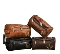 Andisijq Personalized Toiletry Bag for Men,Custom Leather Travel Toiletry Bag,Hanging Men Dopp Kit,Gifts for Boyfriend,Dad,Husband,Father's Day,Wedding,Anniversay,Birthday,Christmas,Groomsmen, Light
