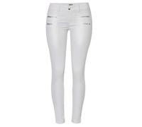 Andiwa Womens Faux Leather Trousers Low Waist Double-Zip Butt Push Up Stretch Skinny PU Sexy Leggings Petite/Regular/Tall (White,L2)