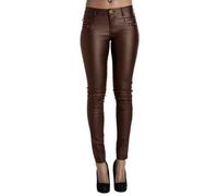 Andiwa Womens Faux Leather Trousers Low Waist Double-Zip Butt Push Up Stretch Skinny PU Sexy Leggings Petite/Regular/Tall (M, Coffee)