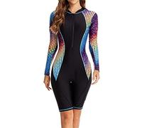 Andiwa Women's Shorty Wetsuit, One Piece Long Sleeve Surf Suit Front Zip Sun Protection Quick Dry Swimsuit for Diving Snorkeling Swimming (6,M)
