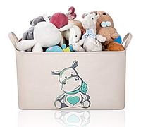 AndMart Children's Large Rectangular Jewellery Box with Lid 2nd Generation Storage Box Foldable Storage Box for Bedroom Trunk Jewellery Box Storage Basket Toy Storage Hard Fabric Ippopotamo