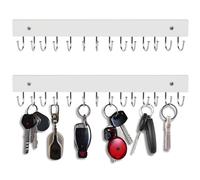 AnDock 2Pack Key Holder Wall Mount with 28 Rotating 180° Key Hooks, 14.6" Rustproof Organizer Hanger for Apartment Decor, Wall Storage Rack for Entryway, Living Room, Hallway, Bathroom, Kitchen(White)